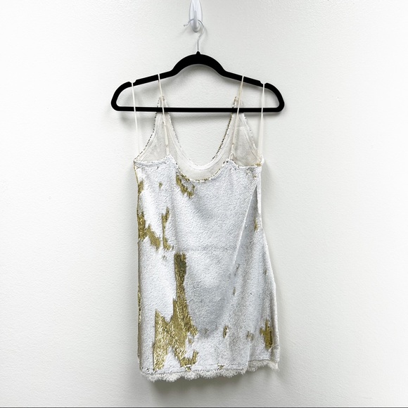 Free People Women's Seeing Double White Gold Sequin Mini Dress S - Picture 4 of 14
